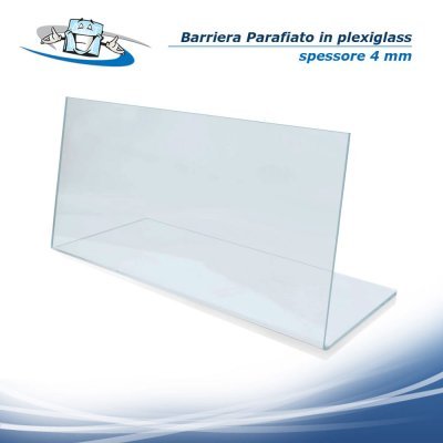 Barriera Parafiato alta 50 cm Vetrina Parasputi aperta in metacrilato trasparente per alimenti disponibile in varie lunghezze