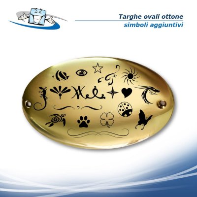 Targhe ovali bombate e piatte in ottone inciso personalizzabili disponibili in diverse dimensioni