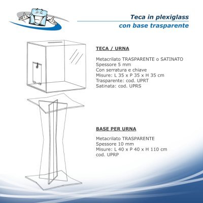 Teca - urna in plexiglass per offerte e raccolta schede con serratura di sicurezza