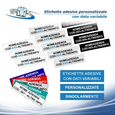 N. 10 Etichette adesive per inventario personalizzate con dato variabile e nome azienda, data e altre info