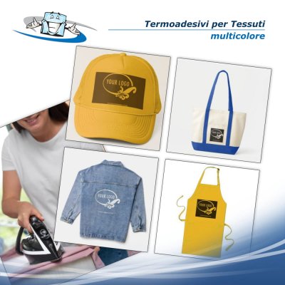 Adesivi personalizzati per tessuti - Loghi Termoadesivi Multicolore facili da applicare con ferro da stiro