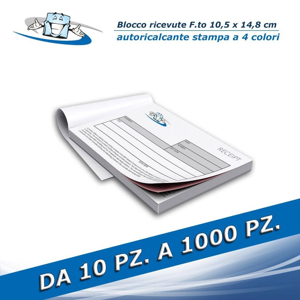 Blocco ricevute F.to A6 (10,5 x 14,8 cm) autoricalcante con stampa a 4 colori personalizzata