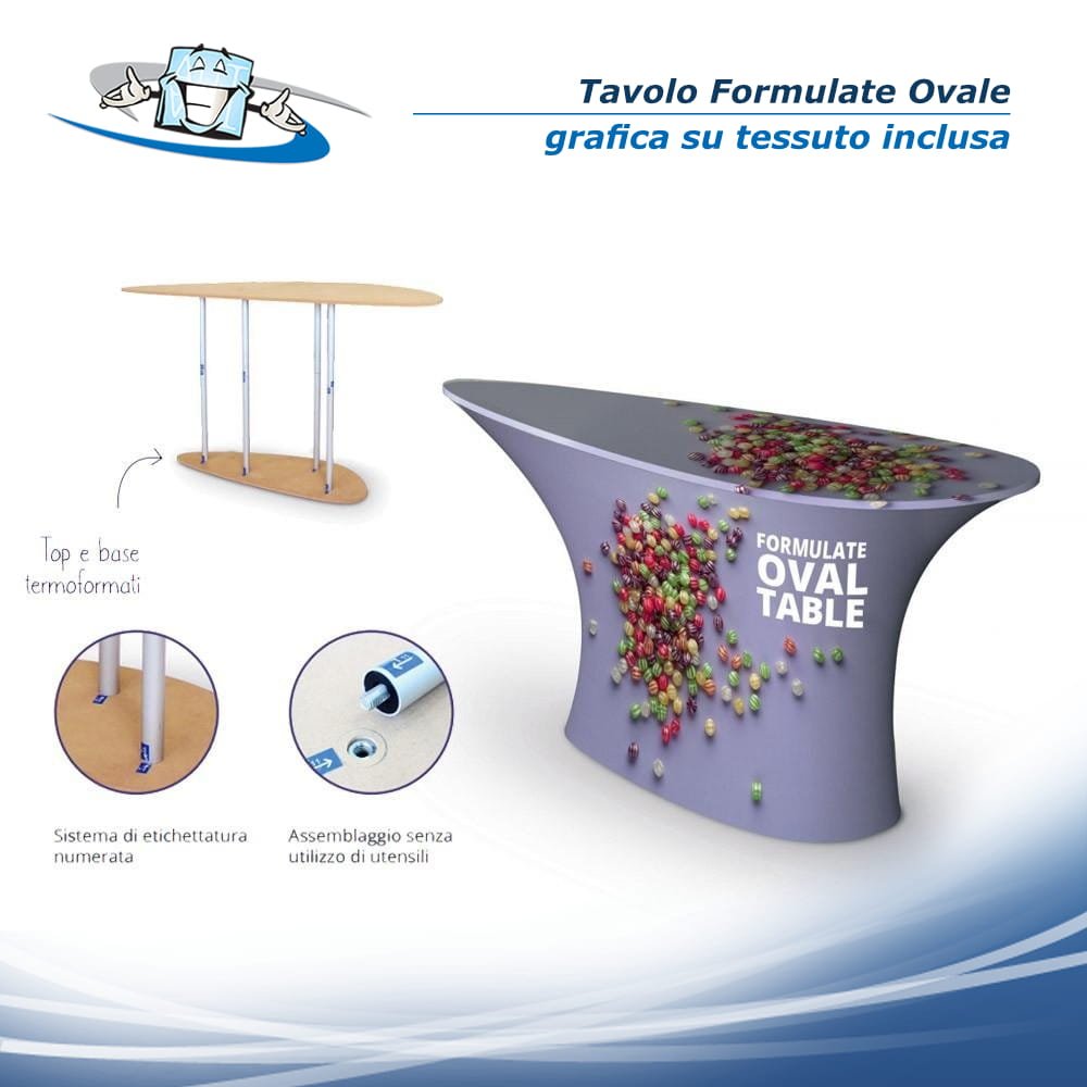 Tavolo Formulate ovale con grafica su tessuto personalizzata