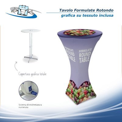 Tavolo Formulate rotondo con grafica su tessuto personalizzata