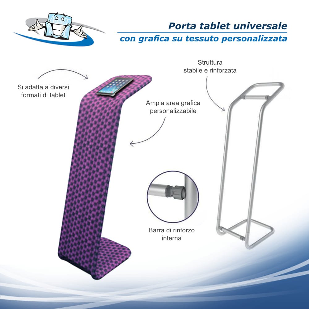 Porta tablet universale formulate rivestito in tessuto con grafica personalizzata