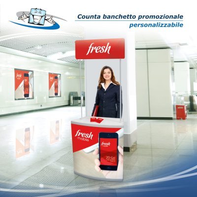 Counta - Banchetto promozionale personalizzabile con la Tua grafica da interno