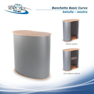 Banchetto Promozionale Basic Curvo personalizzabile disponibile nero o betulla