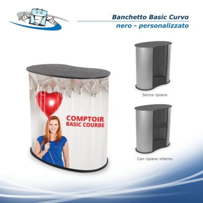 Banchetto Promozionale Basic Curvo personalizzabile disponibile nero o betulla