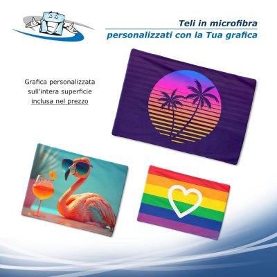 Teli in microfibra personalizzati con la Tua grafica in diverse dimensioni