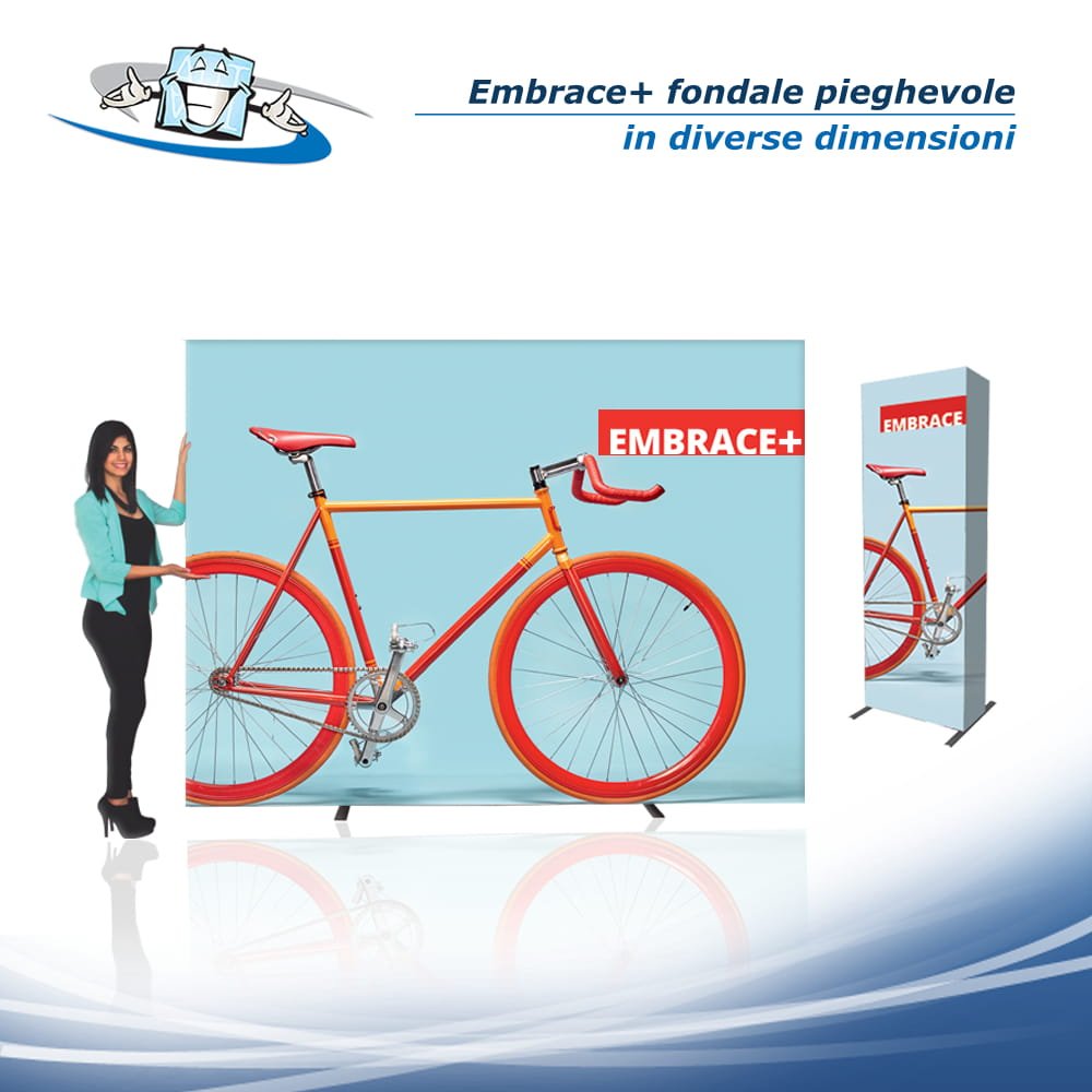 Embrace+ - Fondale pieghevole per grafiche in tessuto con personalizzazione inclusa anche componibile