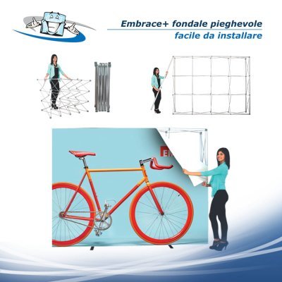 Embrace+ - Fondale pieghevole per grafiche in tessuto con personalizzazione inclusa anche componibile