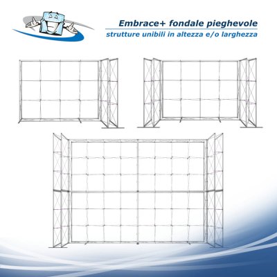 Embrace+ - Fondale pieghevole per grafiche in tessuto con personalizzazione inclusa anche componibile