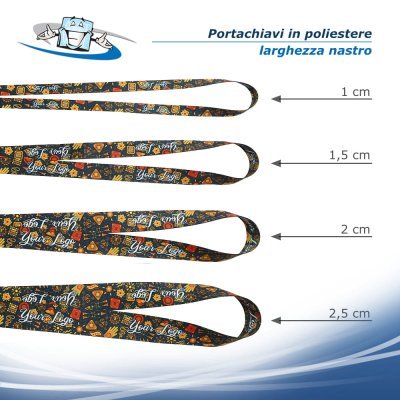 Portachiavi personalizzato in poliestere con anello in metallo