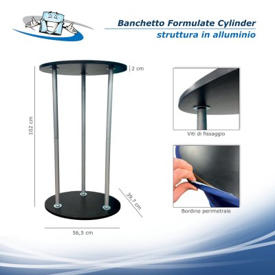 Formulate Cylinder - Banchetto Ovale personalizzato ovale con grafica su tessuto