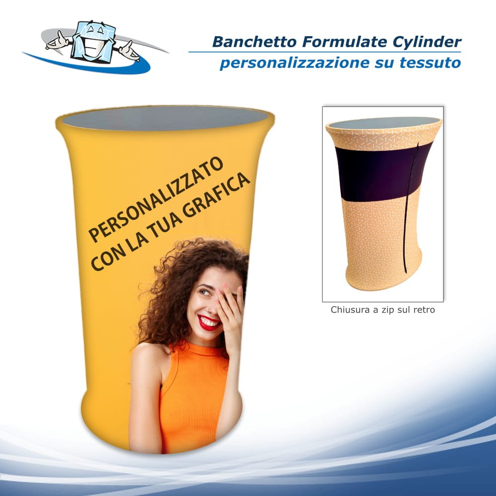 Formulate Cylinder - Banchetto Ovale personalizzato ovale con grafica su tessuto