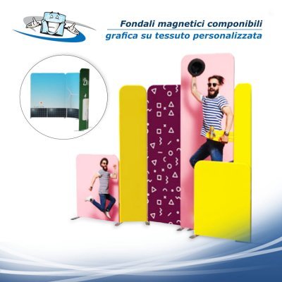 Modulate - Fondali magnetici componibili con grafica su tessuto personalizzata