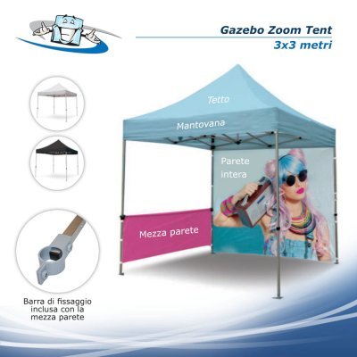 Gazebo Zoom Tent 3x3 m - Padiglione pubblicitario personalizzabile per fiere e manifestazioni