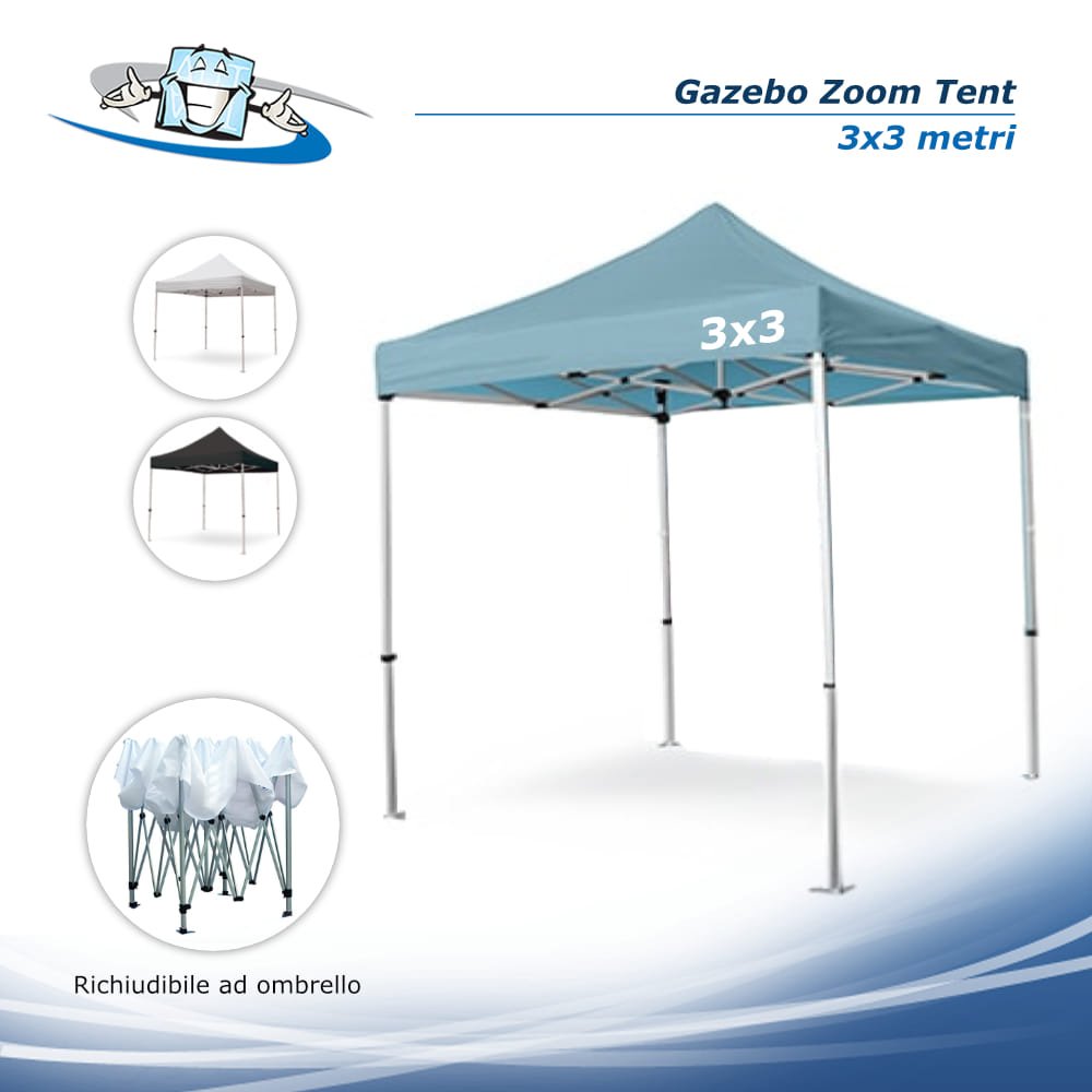 Gazebo Zoom Tent 3x3 m - Padiglione pubblicitario personalizzabile per fiere e manifestazioni