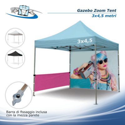 Gazebo Zoom Tent 3x4,5 m - Padiglione pubblicitario personalizzabile per fiere e manifestazioni