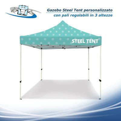 Gazebo Steel Tent 3x3 m - Padiglione pubblicitario personalizzato per fiere e manifestazioni