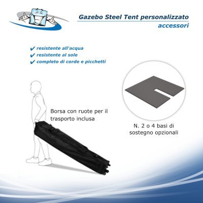 Gazebo Steel Tent 3x3 m - Padiglione pubblicitario personalizzato per fiere e manifestazioni