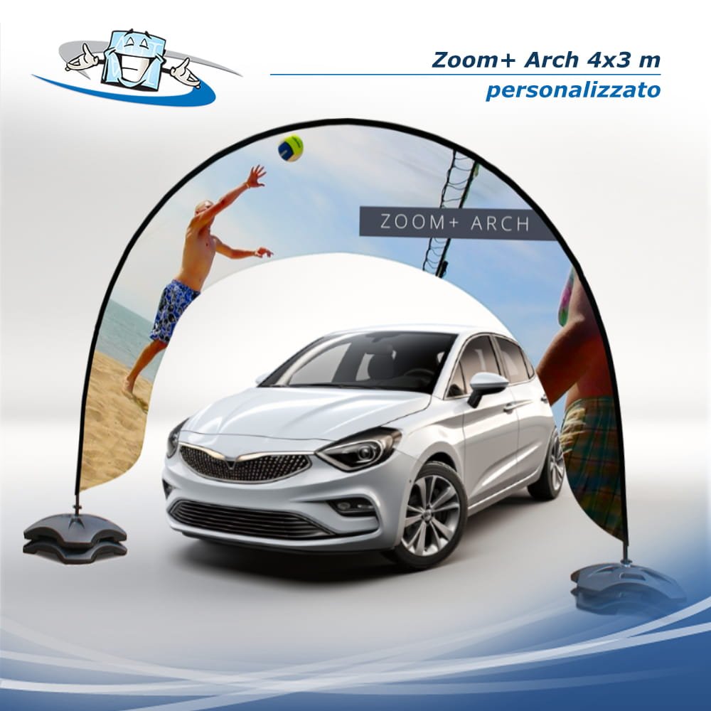 Zoom+ Arch 4x3 m - Bandiera ad arco o fondale personalizzato per uso esterno o interno