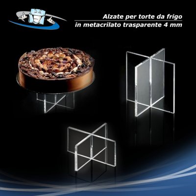 Alzate per torte e dolci da frigo in plexiglass trasparente in 3 formati