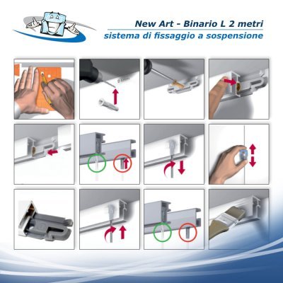 New Art - Binario per sistema di fissaggio a sospensione L 2 metri