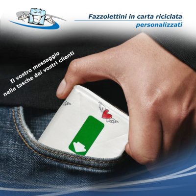 Fazzolettini di carta con pacchetto interamente personalizzabile