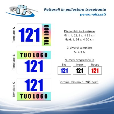 Pettorine personalizzate e con numerazione progressiva in Poliestere traspirante per eventi sportivi