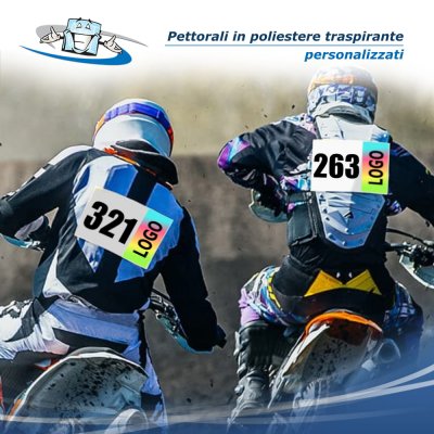 Pettorine personalizzate e con numerazione progressiva in Poliestere traspirante per eventi sportivi