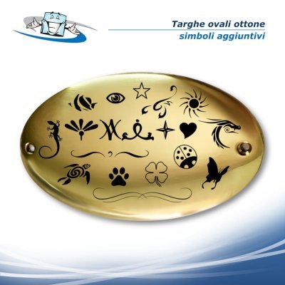 Targhe ovali in ottone inciso personalizzabili con Nome e CIN bombate e piatte disponibili in diverse dimensioni