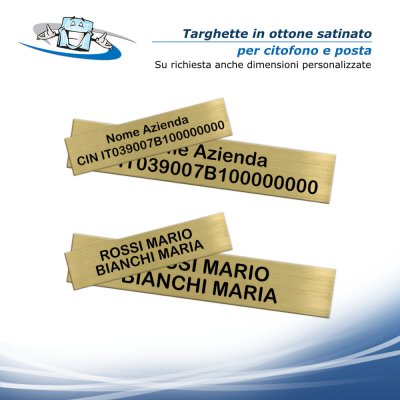 Targhette citofono e posta in ottone satinato inciso personalizzate con CIN