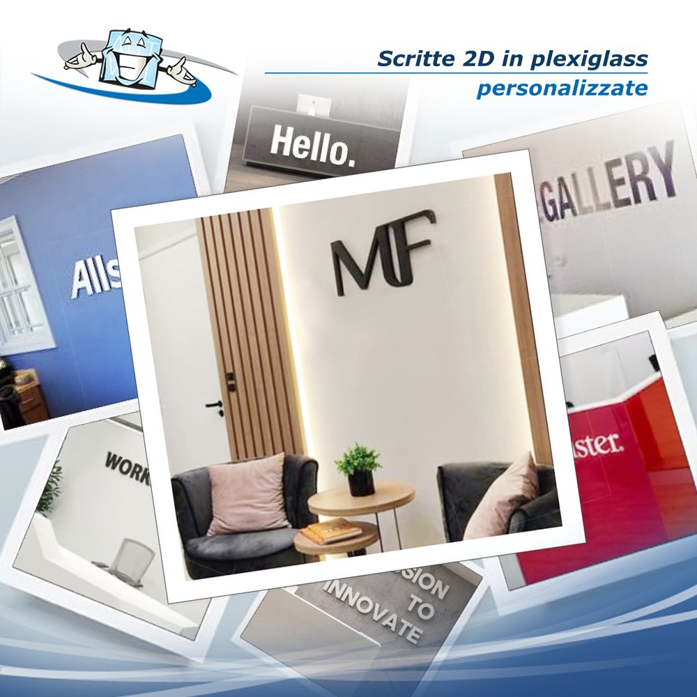 Scritta Nome Logo Plexiglass Personalizzata con biadesivo Vari colori disponibili Spessore 3 mm Misura H25 x L120 cm