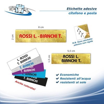 Etichette adesive in vinile per citofono 5,5x1,5 cm e posta 8x2 cm