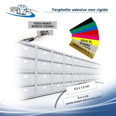 Etichette adesive in vinile per citofono 5,5x1,5 cm e posta 8x2 cm targhette non rigide