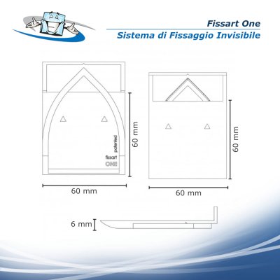 Fissart One - Sistema di fissaggio invisibile per quadri, targhe e pannelli