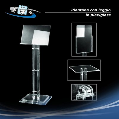 Piantana con leggio in plexiglass trasparente