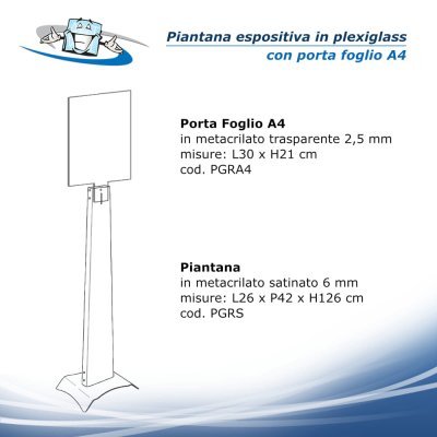 Piantana Leggio Espositore in plexiglass con porta foglio A4