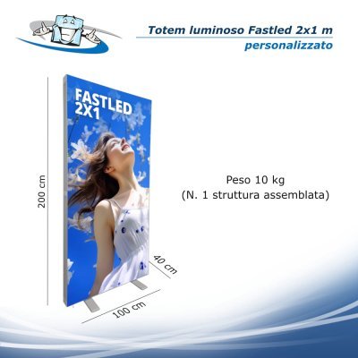 Fastled 2x1 - Totem modulare  bifacciale personalizzato per fondali con illuminazione a Led