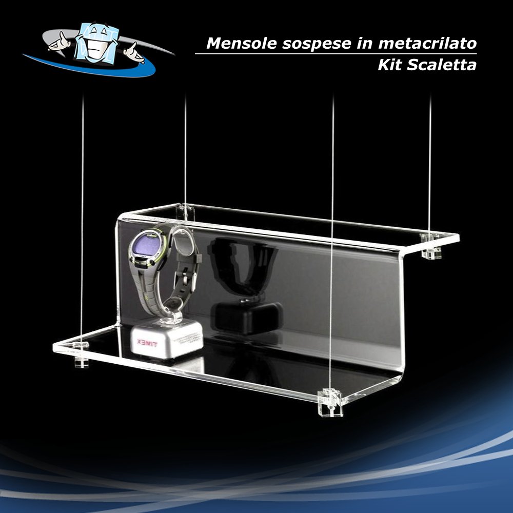 Mensole in plexiglass sospese a soffitto - Kit scaletta