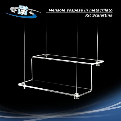 Mensole in plexiglass sospese a soffitto - Kit scalettina