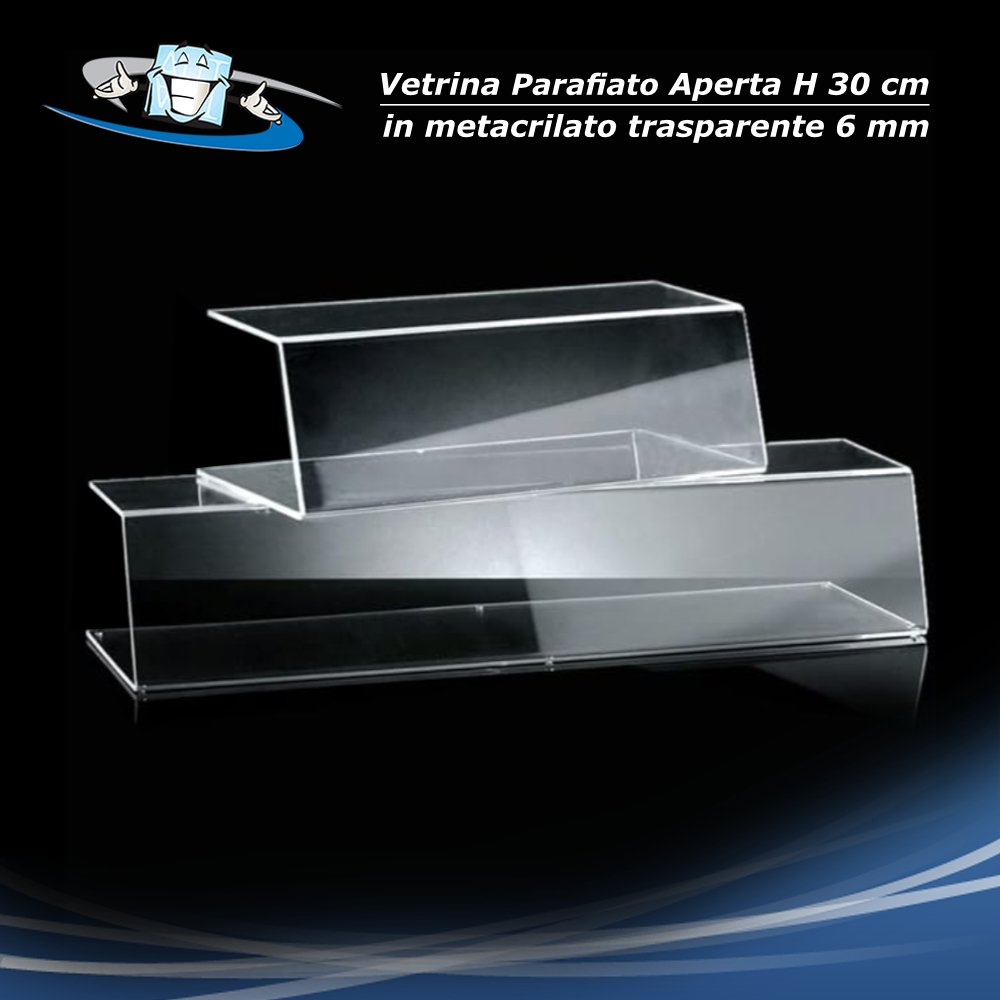 Parafiato H30 cm aperto su tre lati in plexiglass, vetrina per alimenti, parasputo, barriera