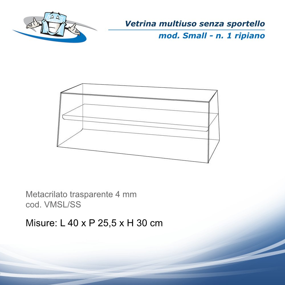 Vetrina multiuso da banco in plexiglass per alimenti - Small senza sportello