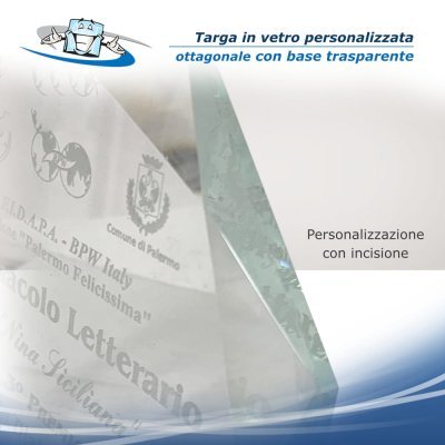 Targhe in vetro incise o stampate con personalizzazione inclusa