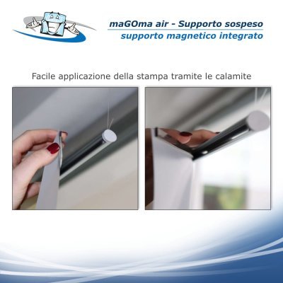 Magoma Air - Supporto sospeso con stampa personalizzata e profilo magnetico integrato