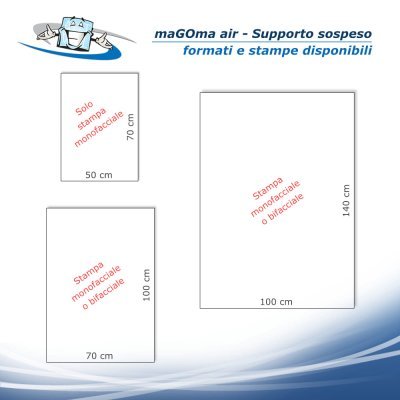 Magoma Air - Supporto sospeso con stampa personalizzata e profilo magnetico integrato