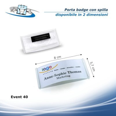 Porta Badge con spilla, porta nome, segna nome identificativo