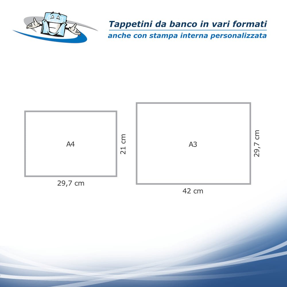 Tappetini pubblicitari da banco anche con stampa interna personalizzata in vari formati