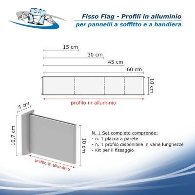 Fisso Flag - Profilo di alluminio per pannelli a soffitto e a bandiera